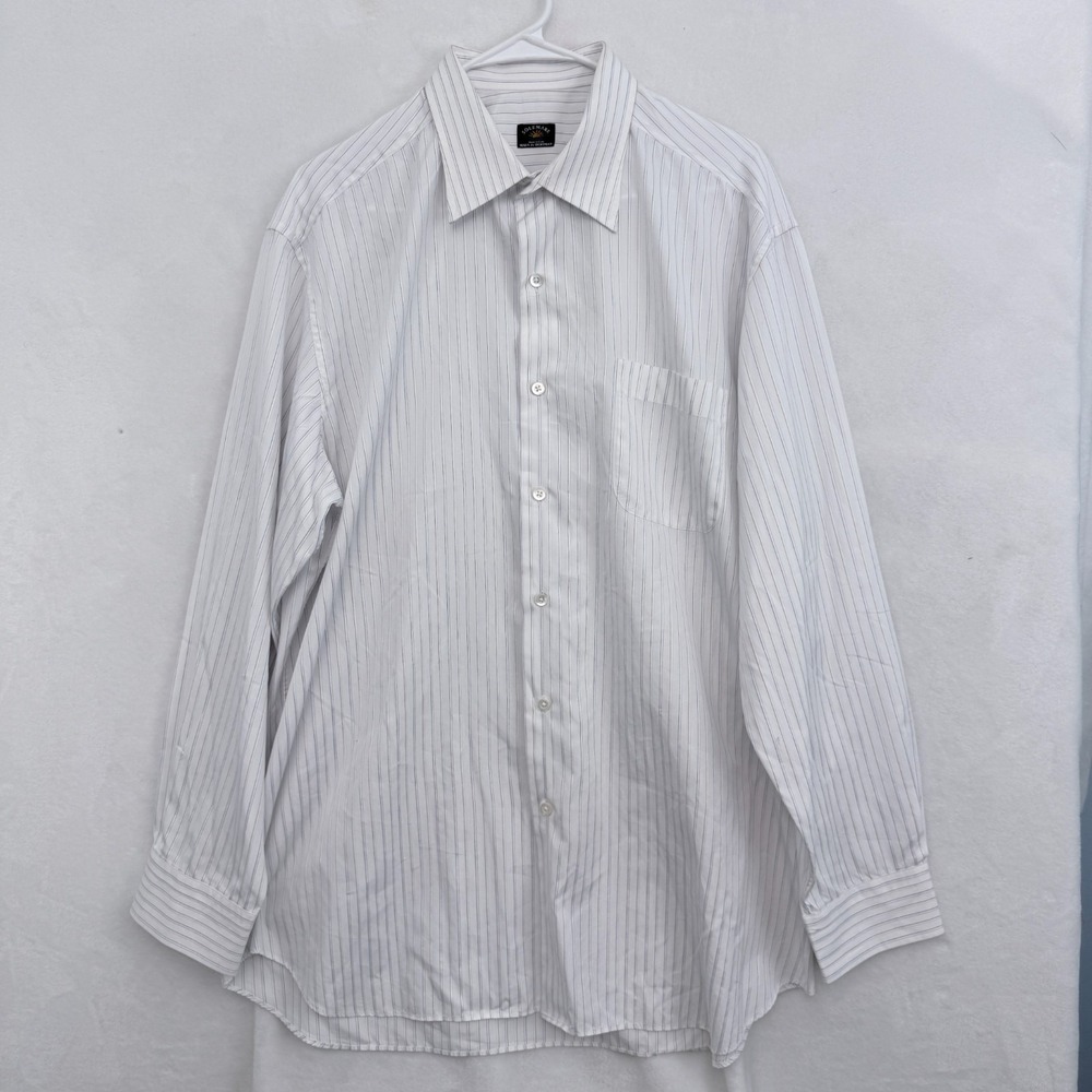 Solemare Haus & Hofman Dress Shirt Mens 17/43 XL White Stripe 2-Ply Pocket